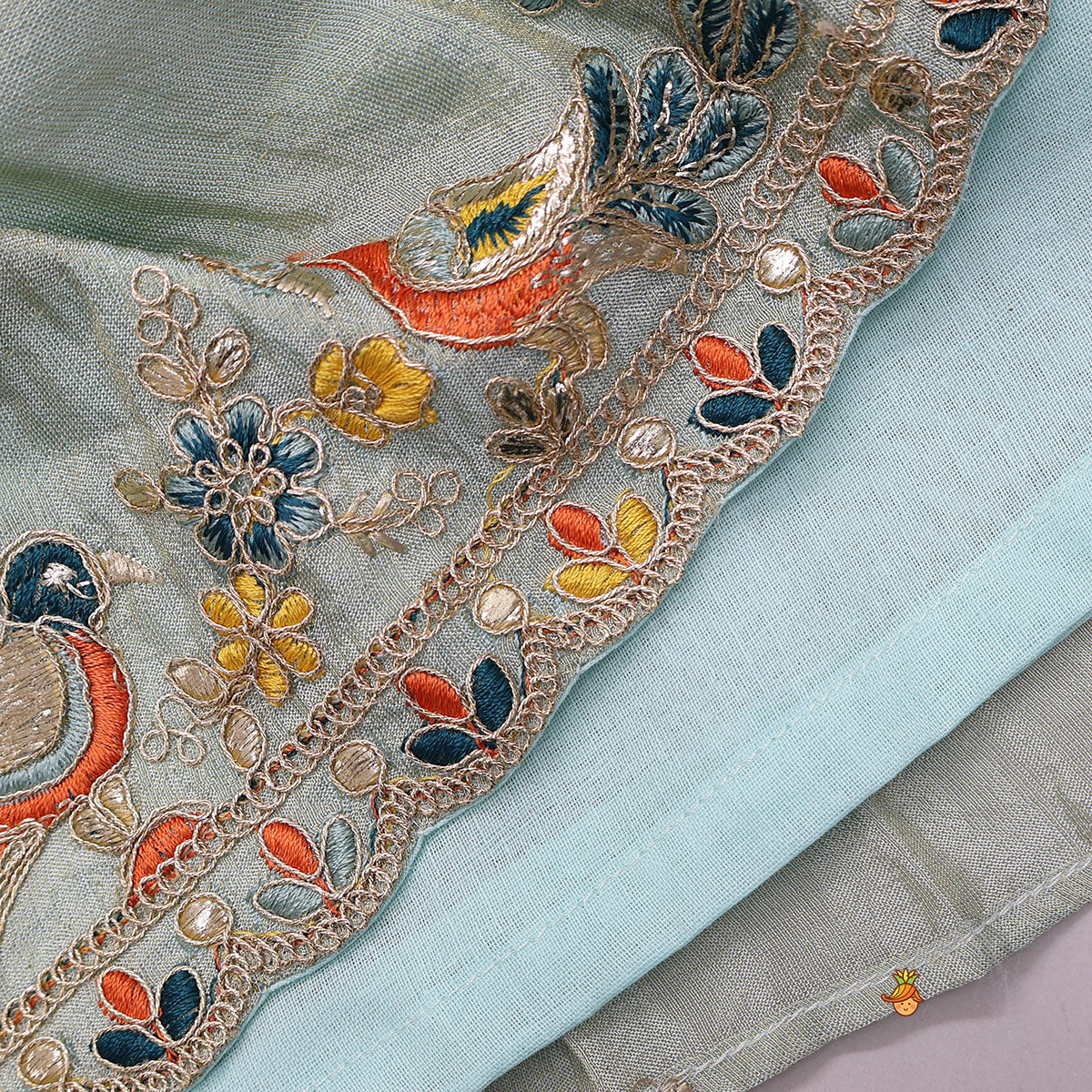 Pre Order: Layered Shimmery Kurti And Sharara With Contrasting Dupatta