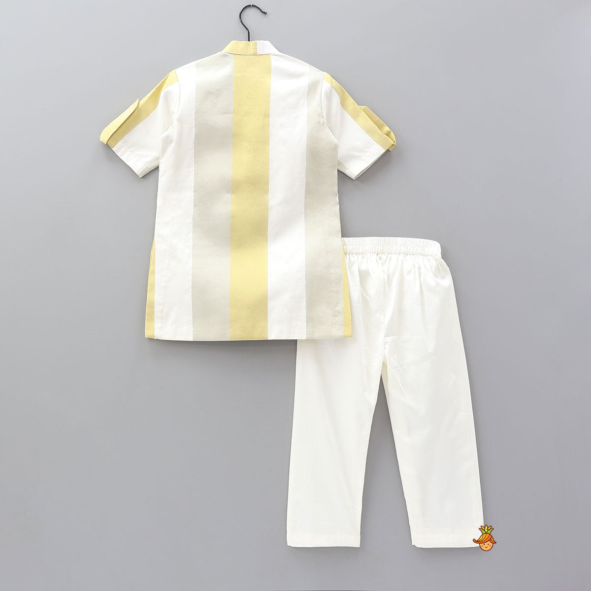 Pre Order: Sheen Floral Patchwork Stripe Kurta With Pyjama