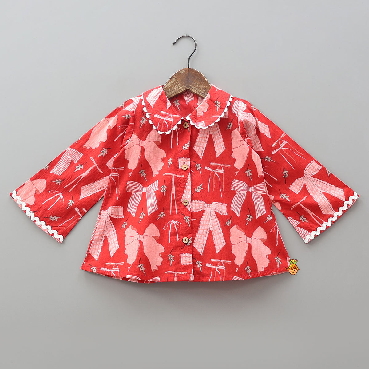 Pre Order: Hand Block Printed Sleepwear Set With Scalloped Lace Details