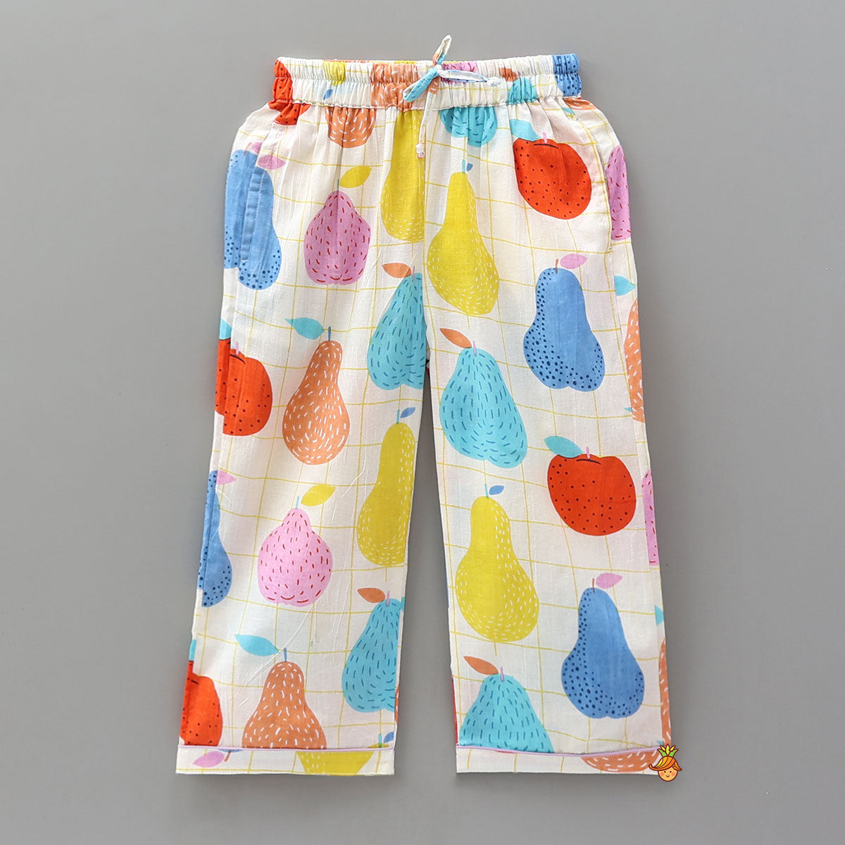 Pre Order: Checked Hand Block Fruit Printed Sleepwear Set