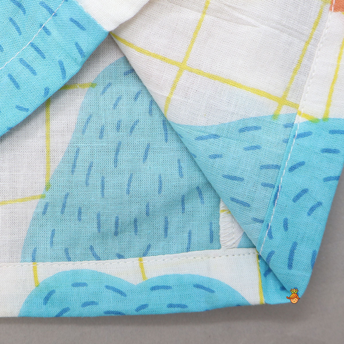 Pre Order: Checked Hand Block Fruit Printed Sleepwear Set