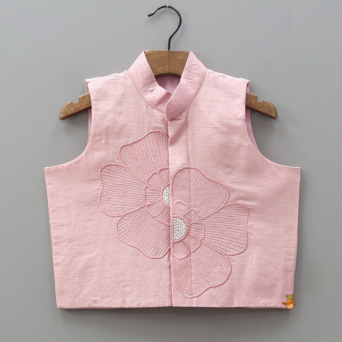 Pre Order: Elegant Silk Kurta With Floral Thread Embroidered Jacket And Pyjama