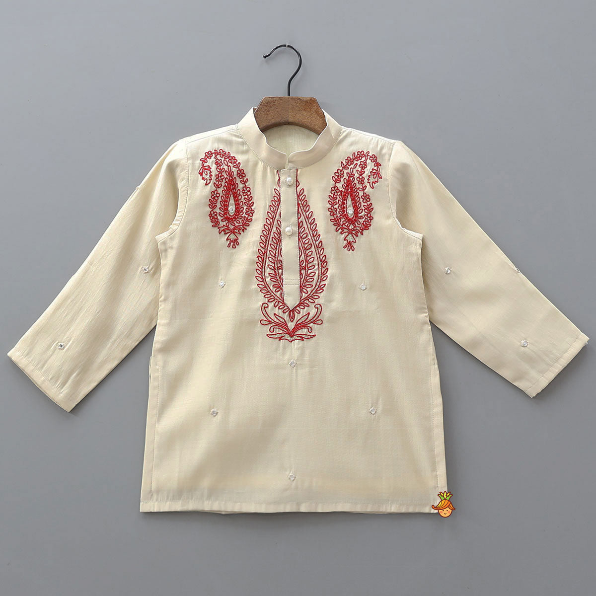 Pre Order: Hand Dori Embroidered Faux Mirror Work Kurta And Pyjama