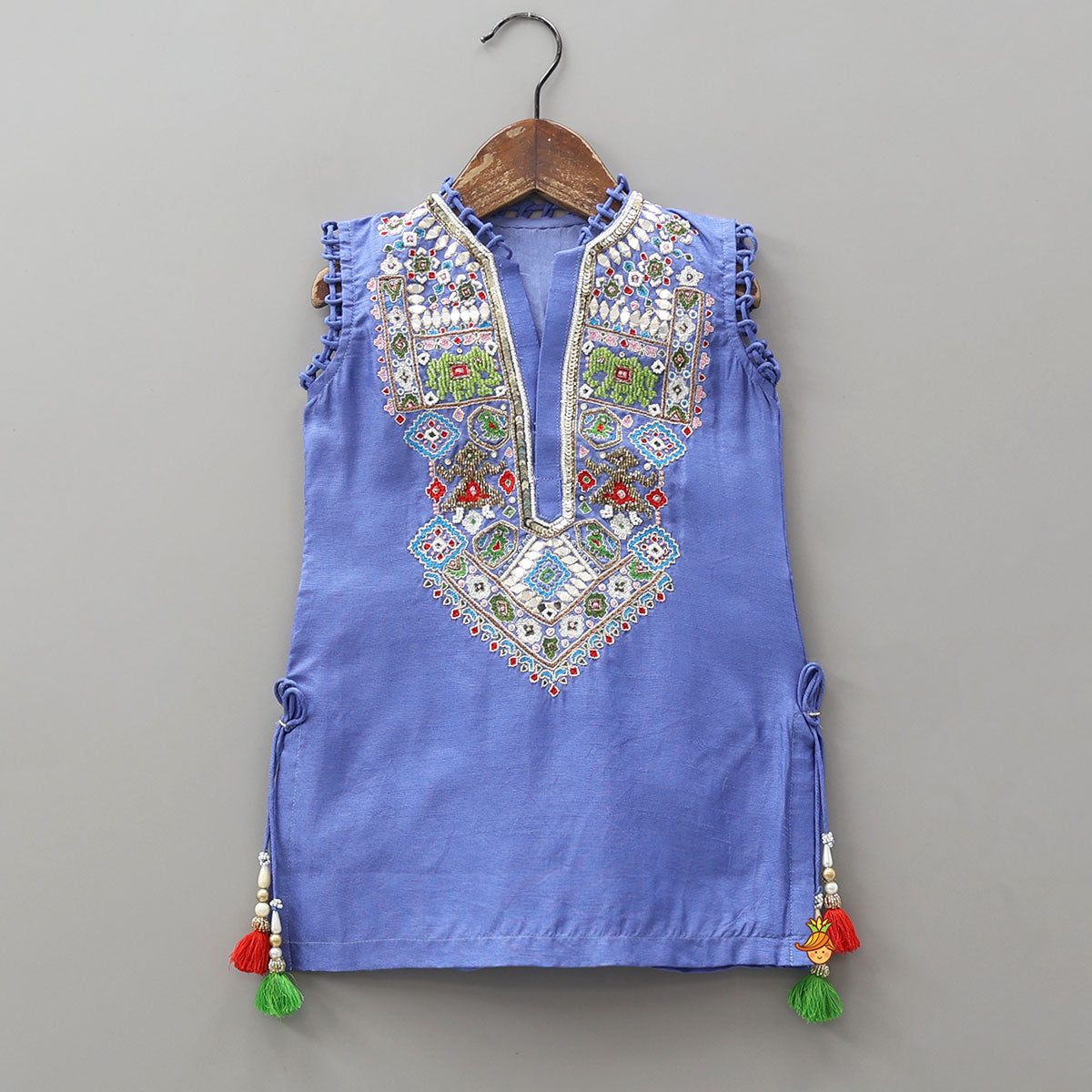 Tribal Inspired Embroidered Kurti With Tulip Dhoti Pants