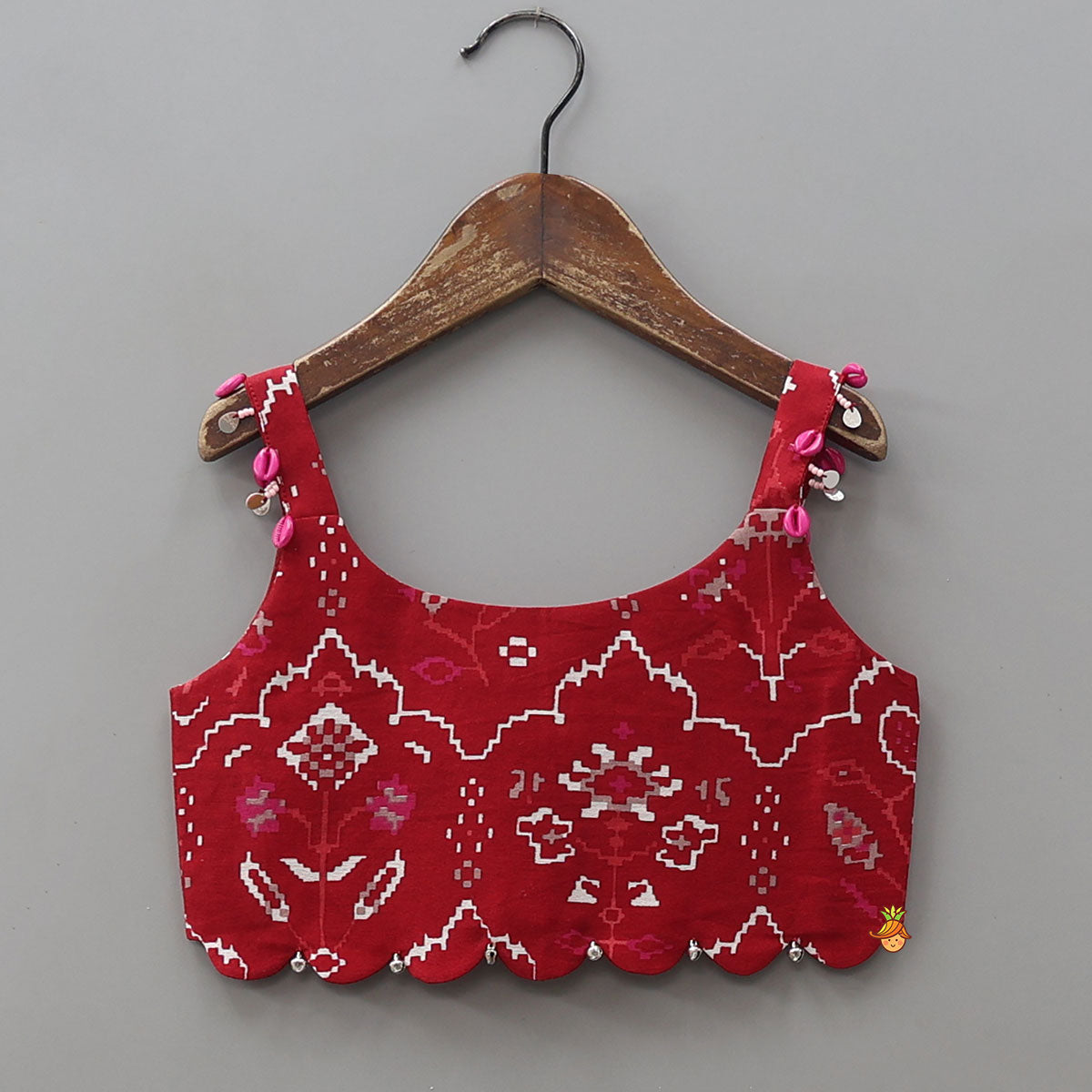 Pre Order: Scalloped Crop Top And Lehenga