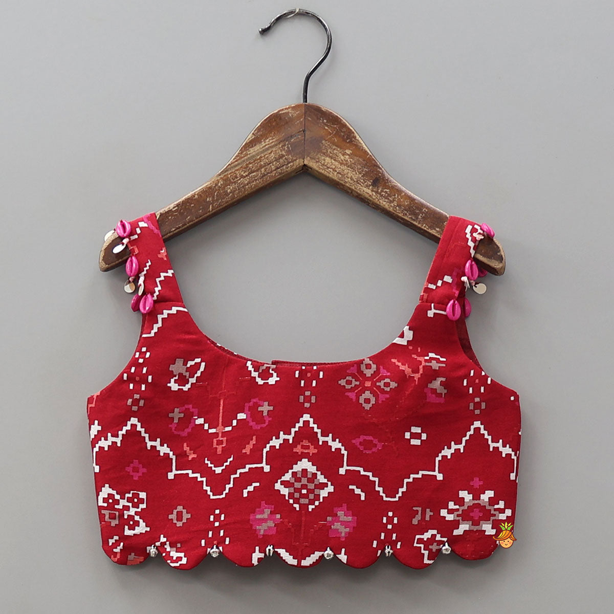 Pre Order: Scalloped Crop Top And Lehenga