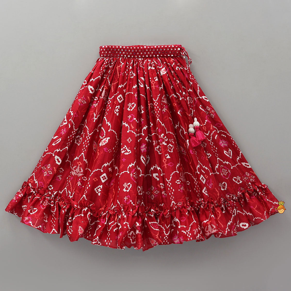 Pre Order: Scalloped Crop Top And Lehenga