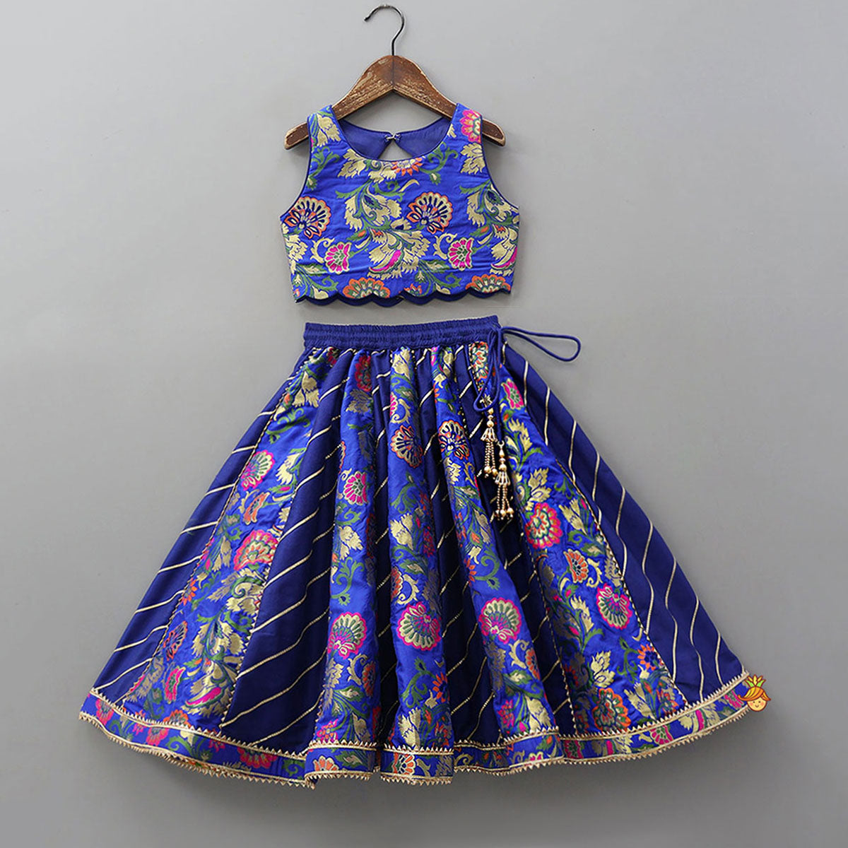 Gorgeous Brocade Crop Top And Lehenga With Matching Dupatta