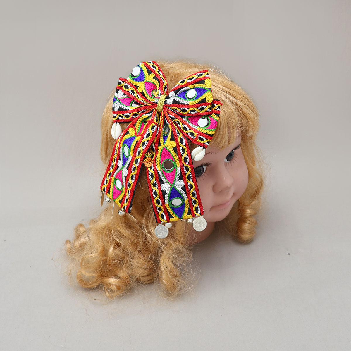 Mirror Work Colourful Bow Hair Clip