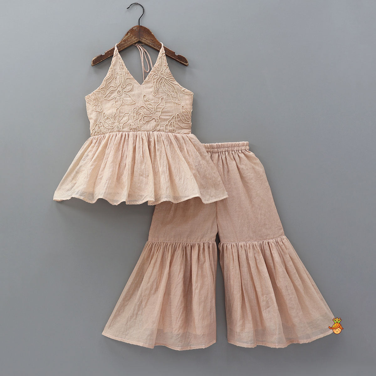 Pre Order: Halter Neck Peplum Top With Sharara