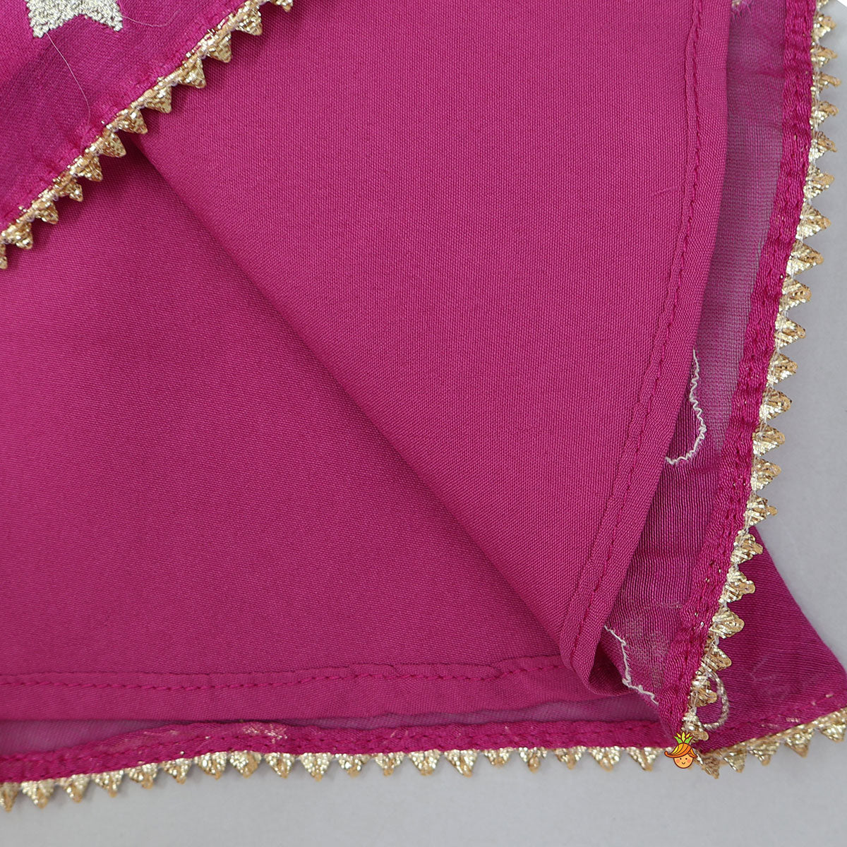 Embroidered Kurti And Palazzo With Fringed Lace Detail Dupatta