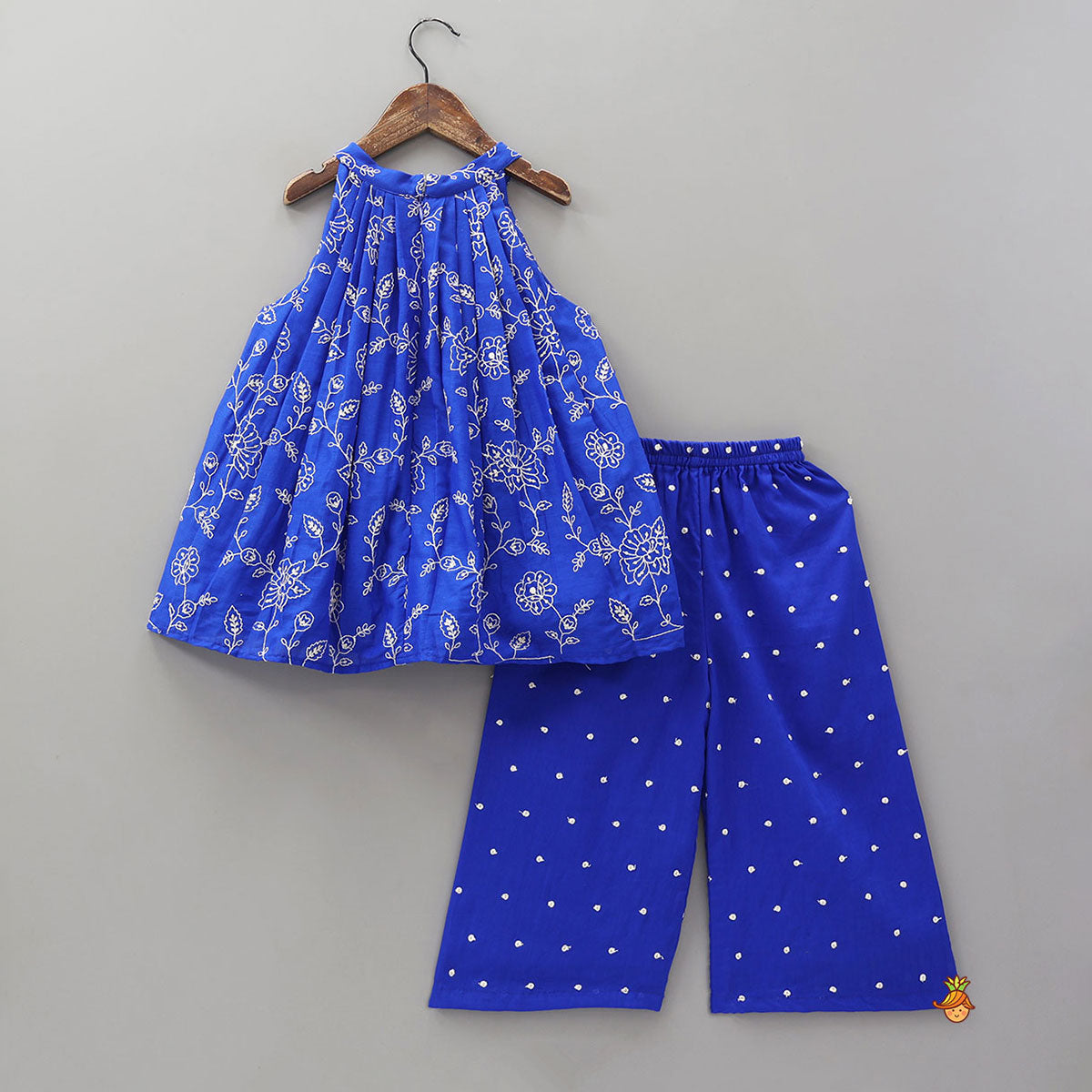 Pre Order: Thread Embroidered Flared Kurti And Palazzo