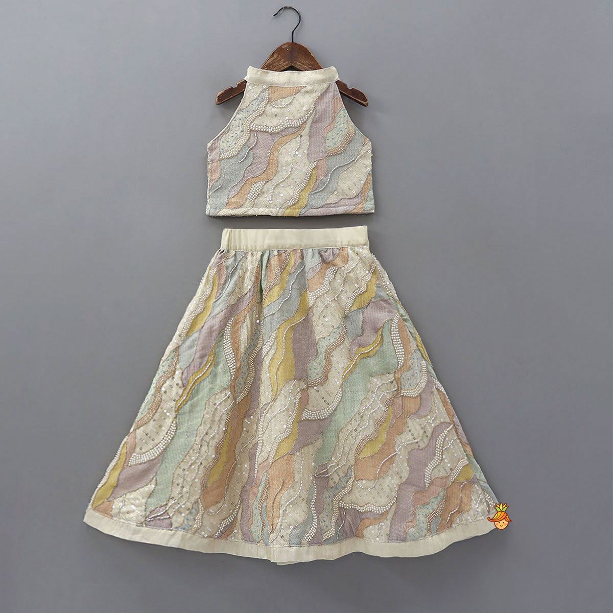 Pre Order: Abstract Embroidered Pattern Skirt And Top