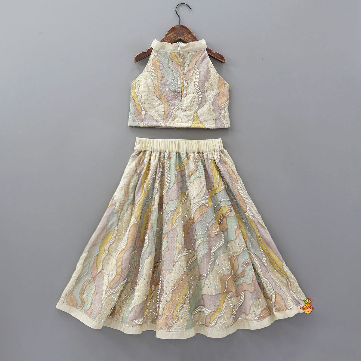 Pre Order: Abstract Embroidered Pattern Skirt And Top