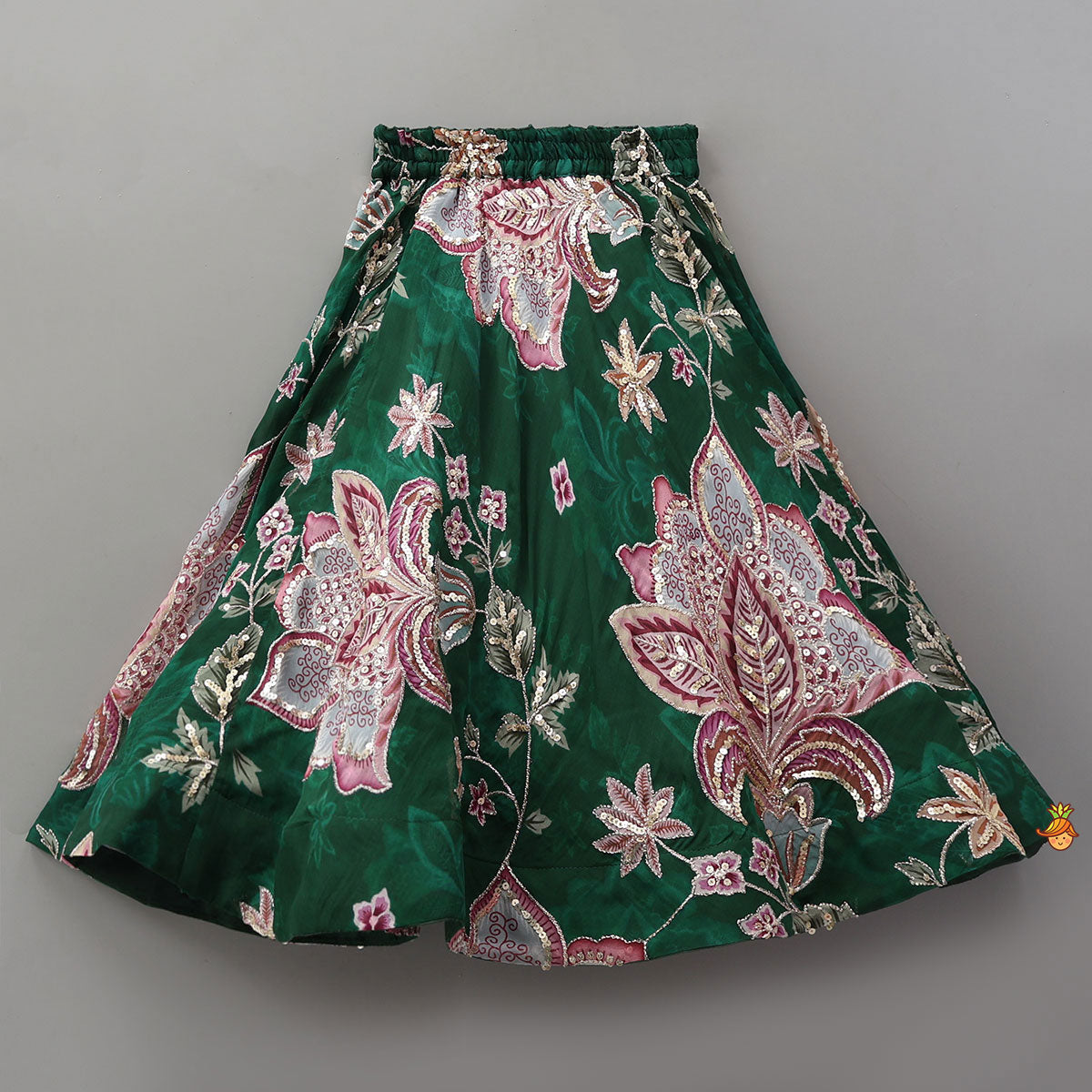 Elegant Layered-Sleeve Top And Lehenga With Stylish Dupatta