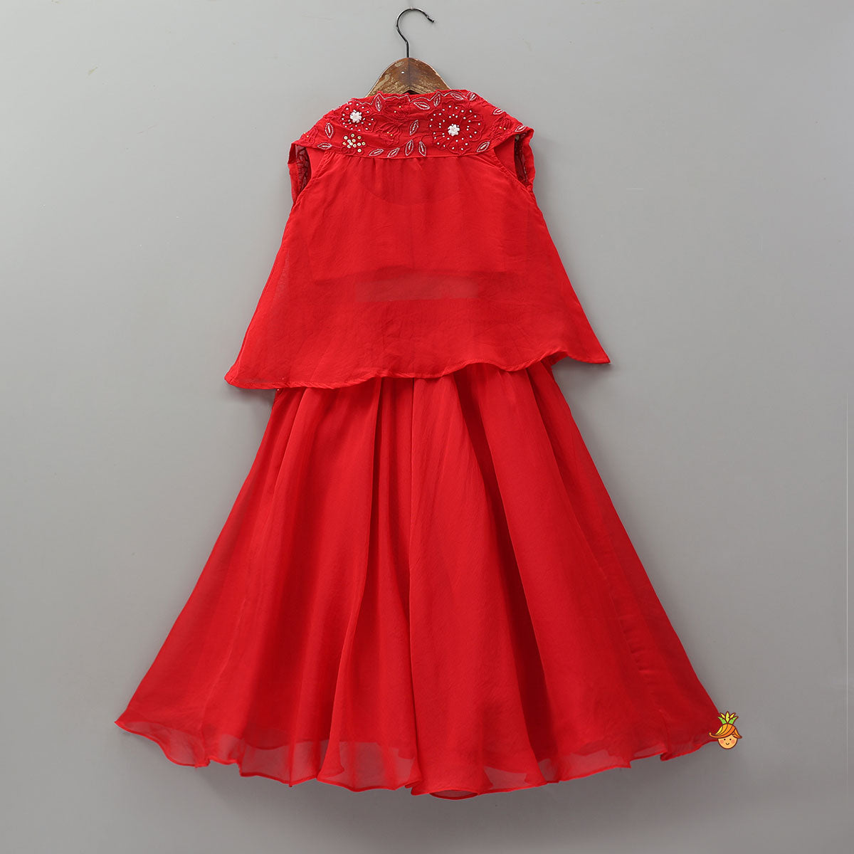 Classy Pleated Crop Top And Lehenga With Cape