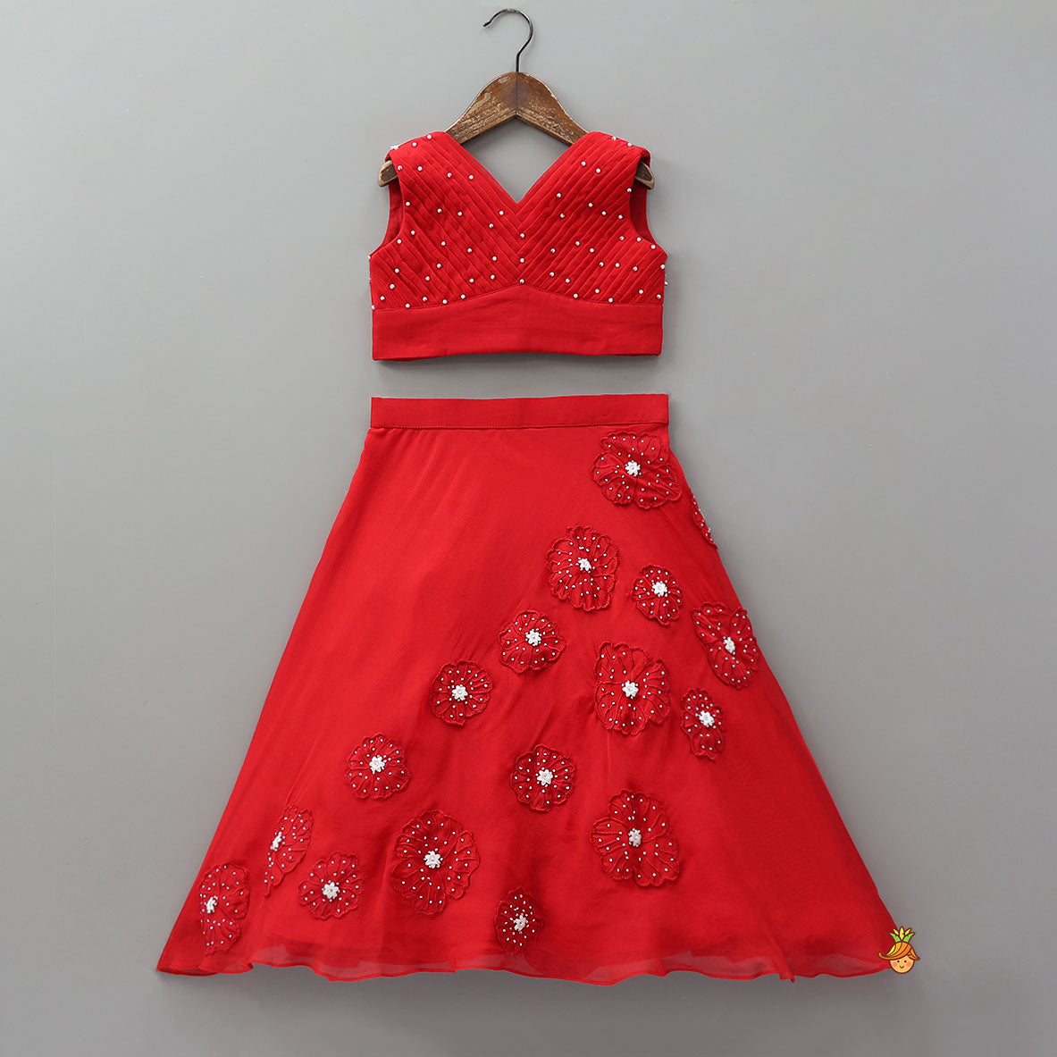 Classy Pleated Crop Top And Lehenga With Cape