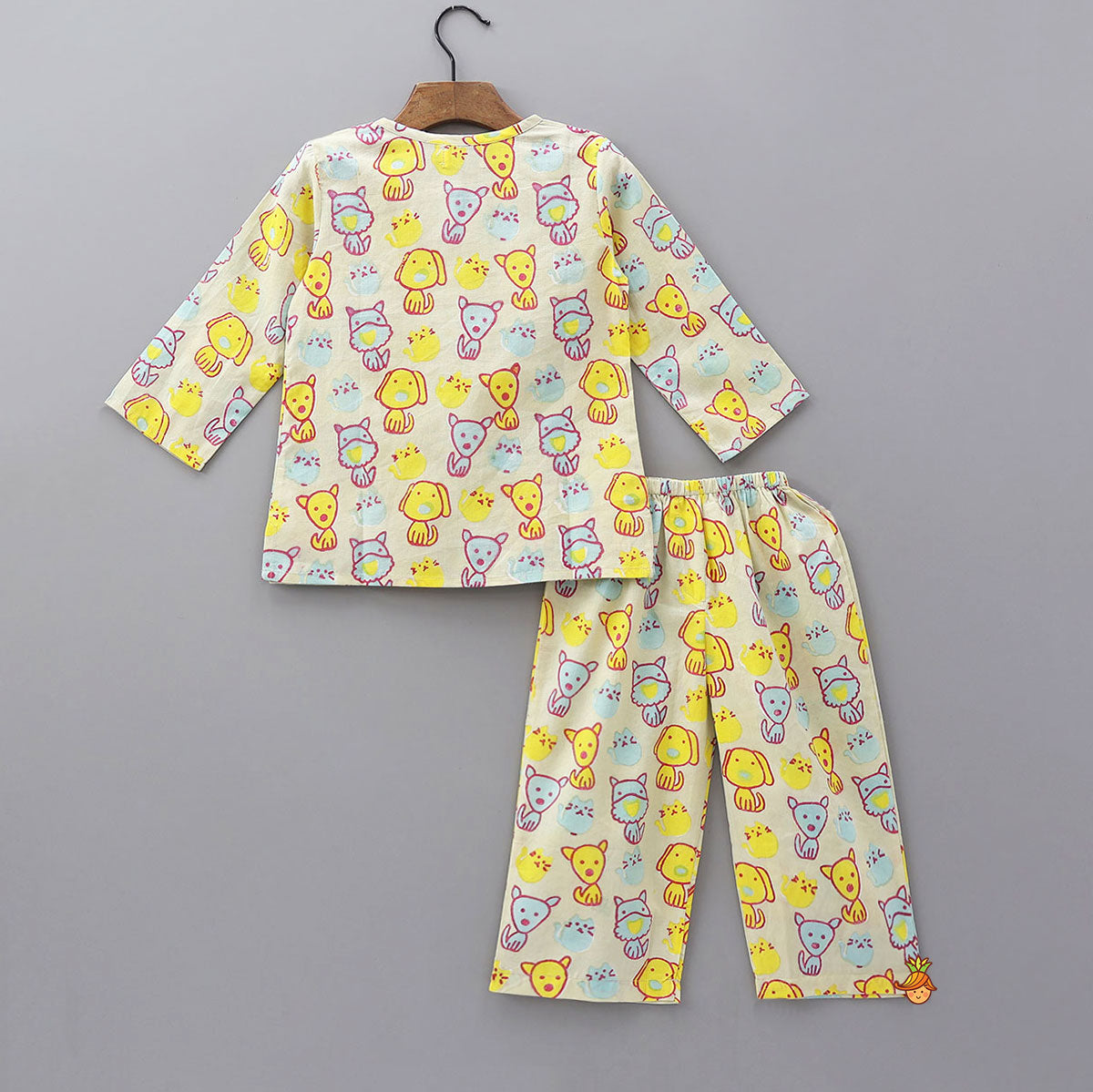 Pre Order: Playful Animal Block Print Kurta and Pyjama Sleepwear
