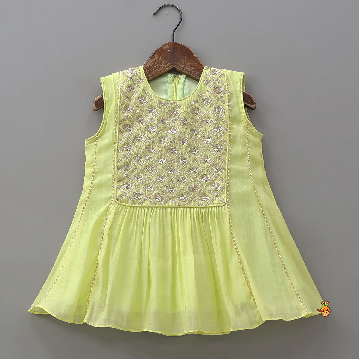 Embroidered Yoke Kurti And Pant With Matching Dupatta