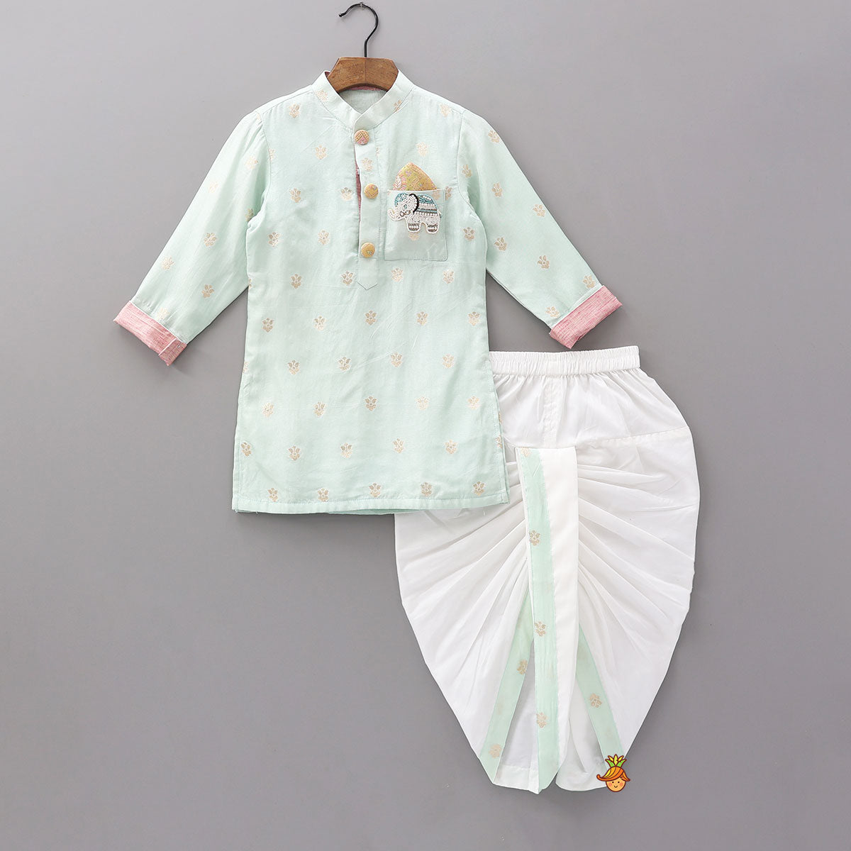 Pre Order: Booti Work Ethnic Kurta And Dhoti