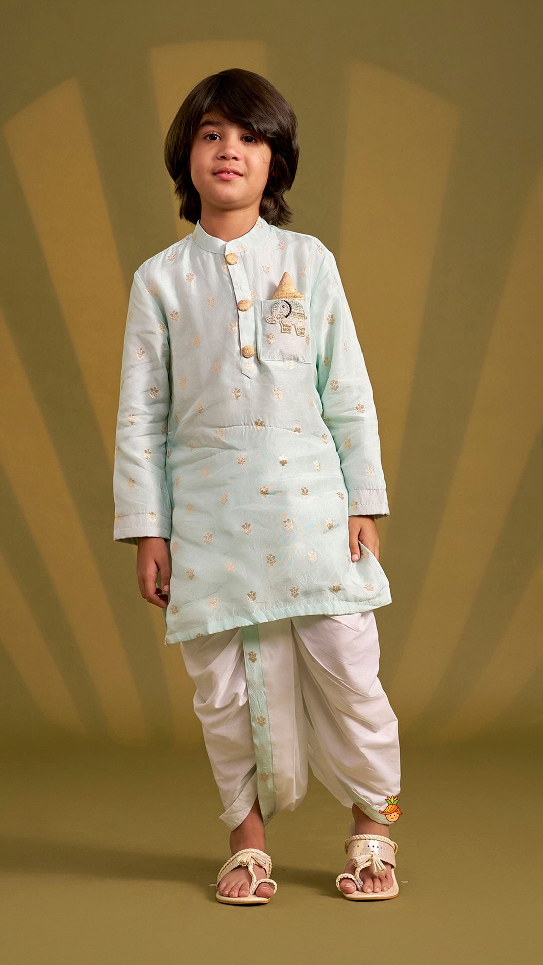 Pre Order: Booti Work Ethnic Kurta And Dhoti