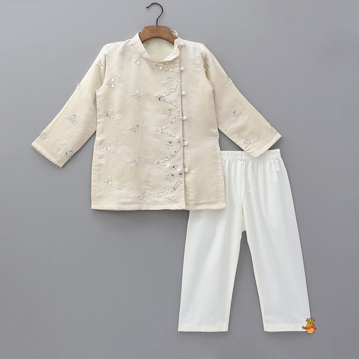 Pre Order: Faux Mirror Work Shimmery Kurta And Pyjama
