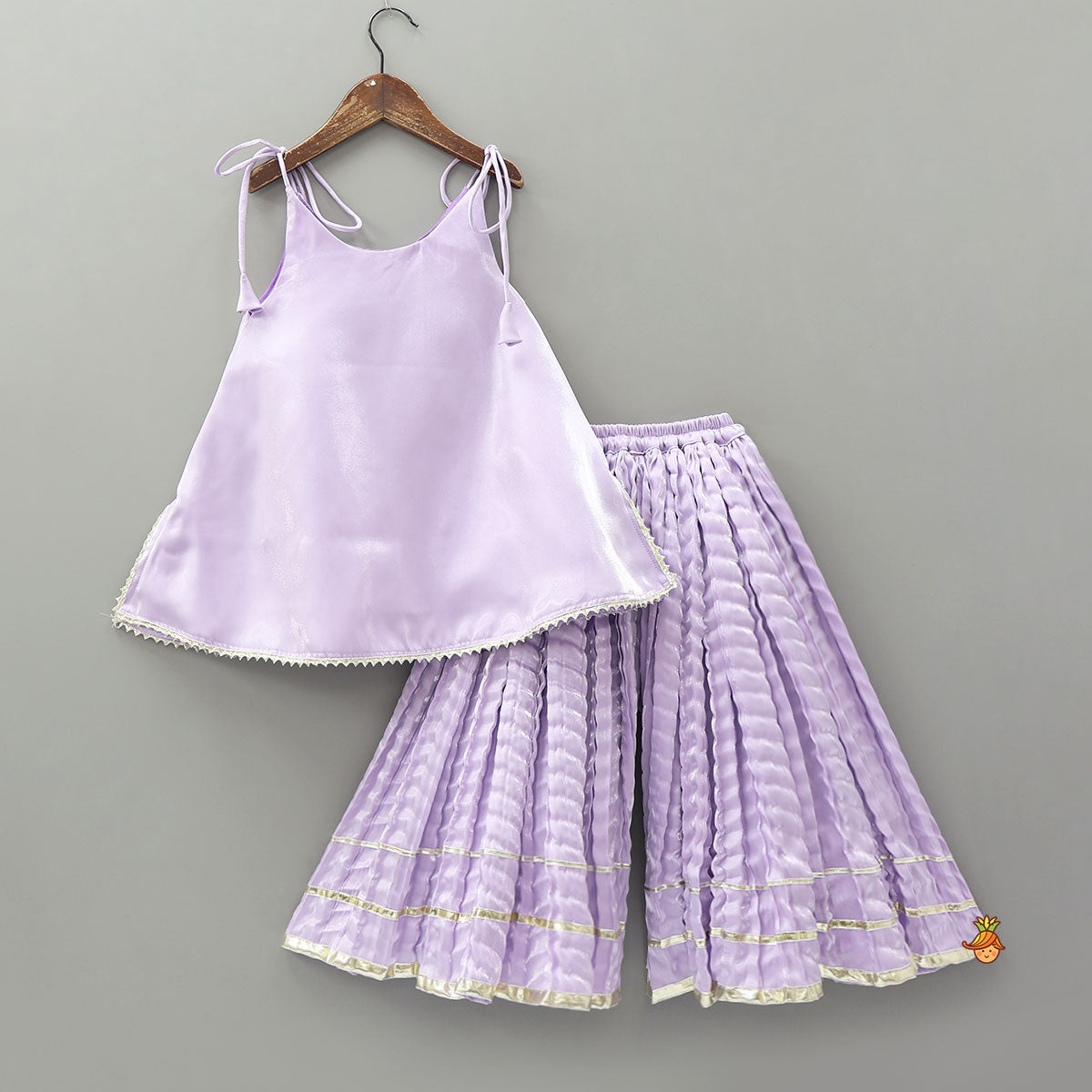 Pre Order: Sheen Elegant Kurti And Crushed Fabric Palazzo With Hair Tie