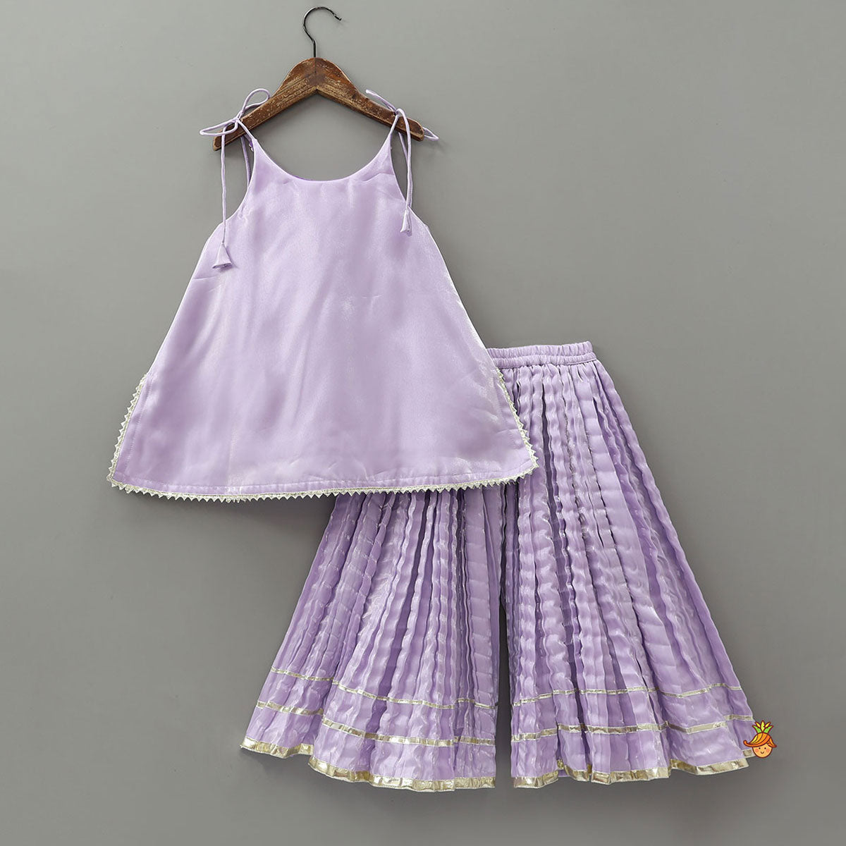 Pre Order: Sheen Elegant Kurti And Crushed Fabric Palazzo With Hair Tie