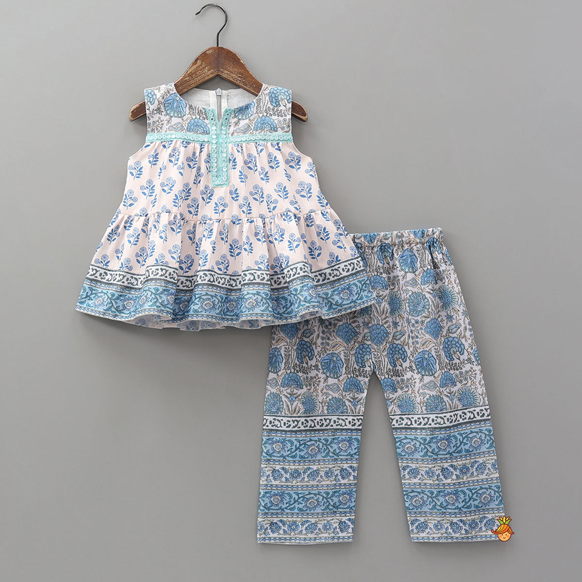 Pre Order: Faux Mirror Lace Work Sleeveless Top And Pant