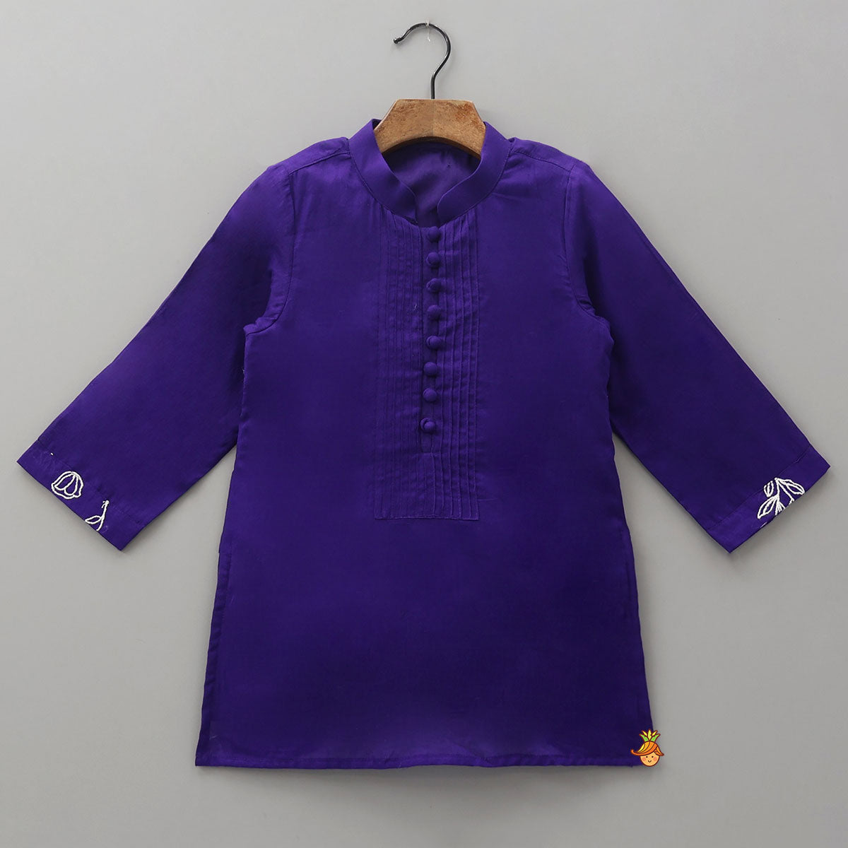 Pre Order: Purple Kurta With Beautiful Embroidered Jacket And Pyjama