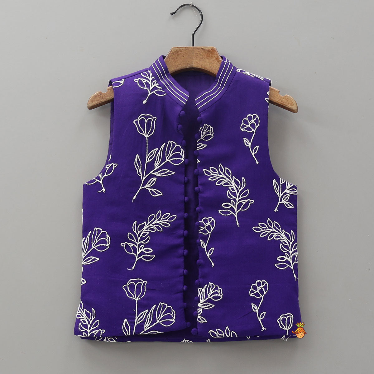 Pre Order: Purple Kurta With Beautiful Embroidered Jacket And Pyjama