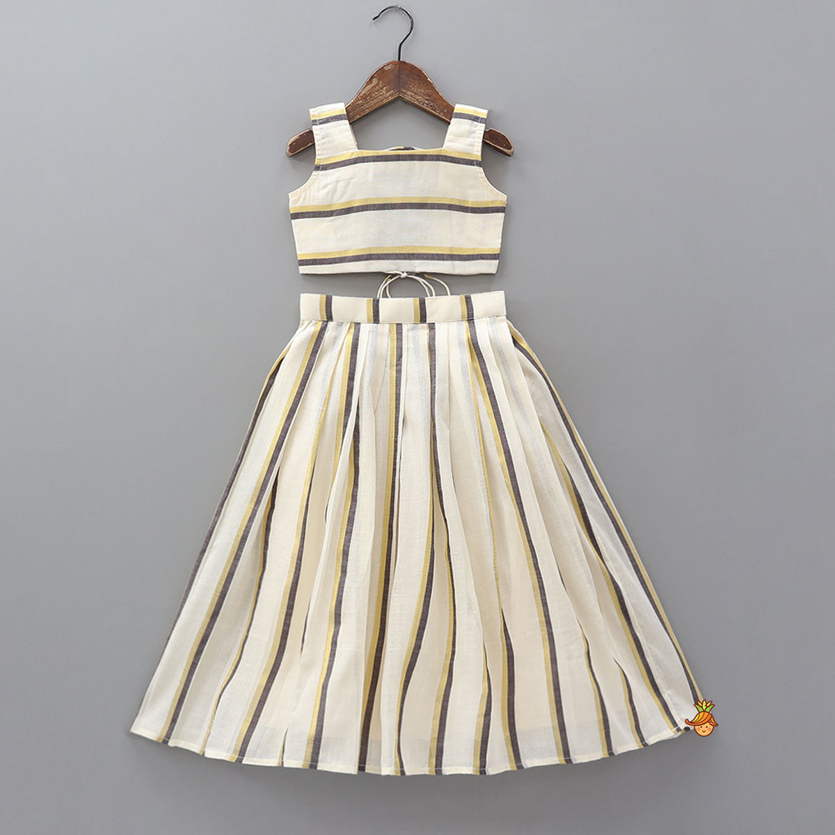 Pre Order: Classic Striped Top And Lehenga