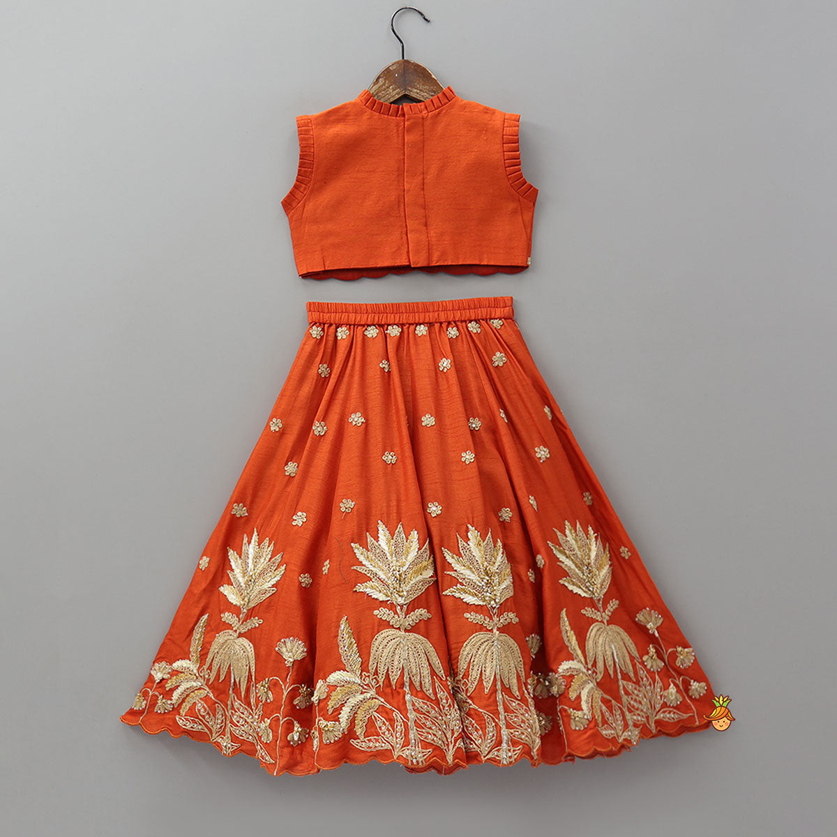 Pre Order: Exquisite Pleated Top With Lehenga And Dupatta