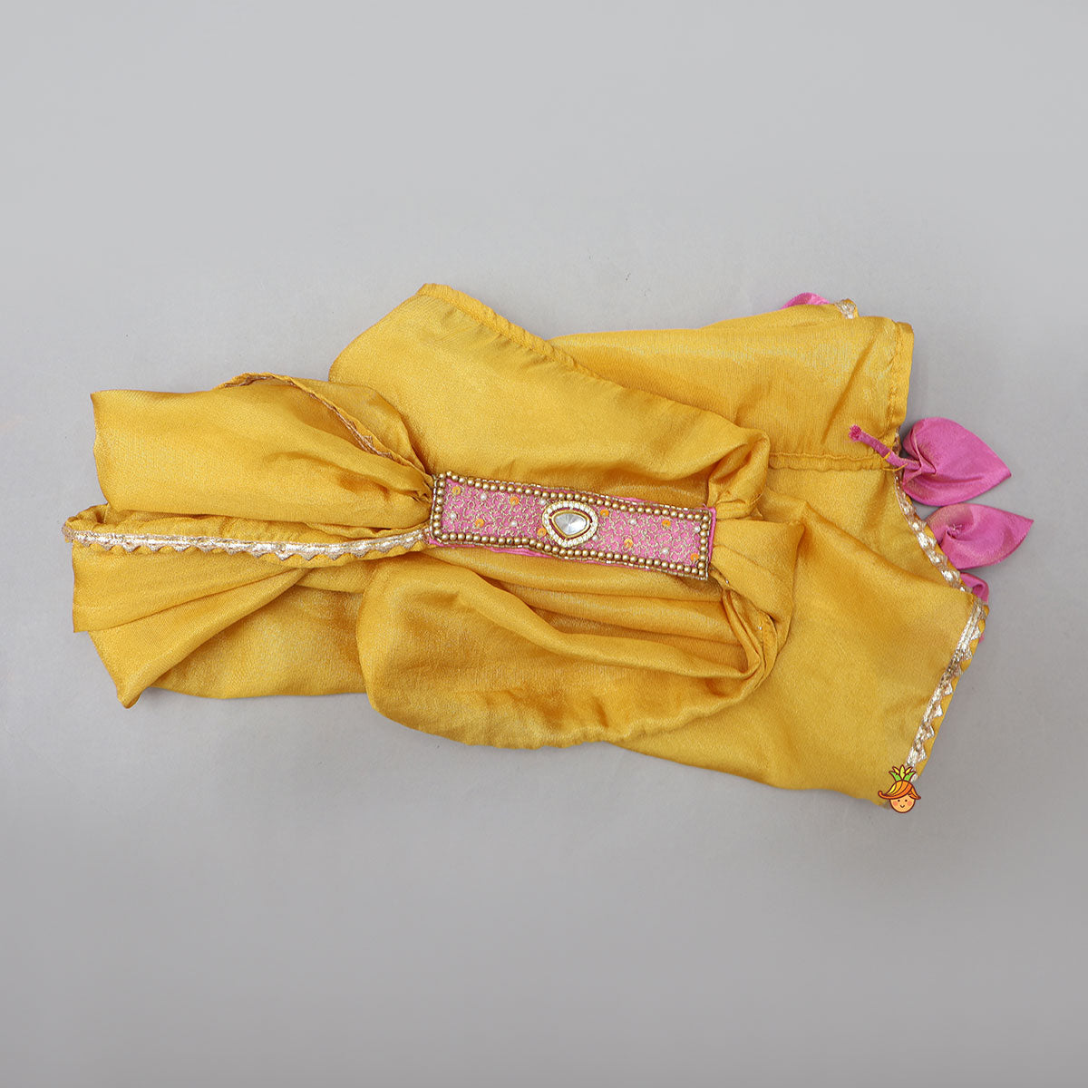 Shimmery Handcrafted Crop Top And Lehenga With Contrasting Dupatta