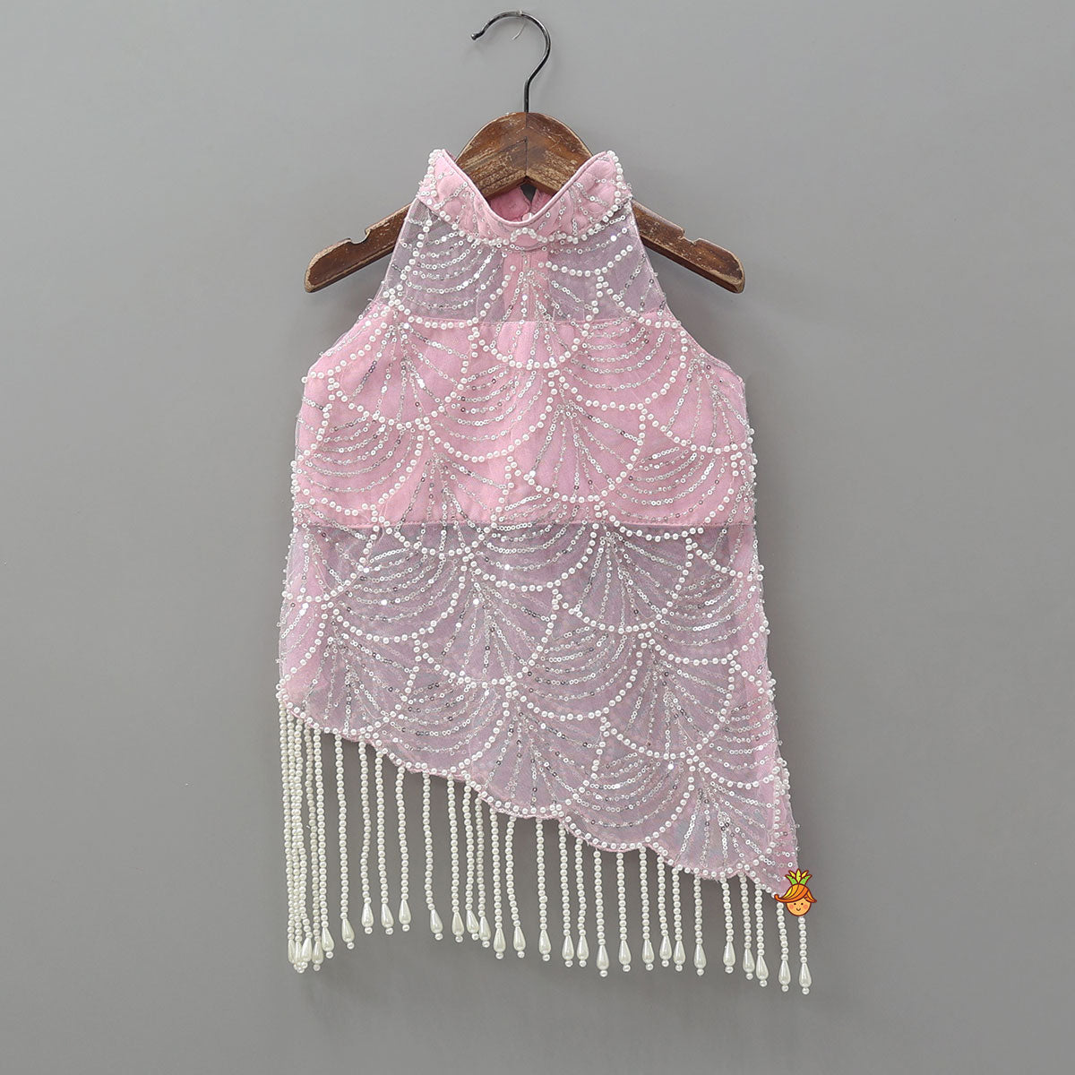Asymmetric Heavy Work Top And Sharara With Matching Net Dupatta