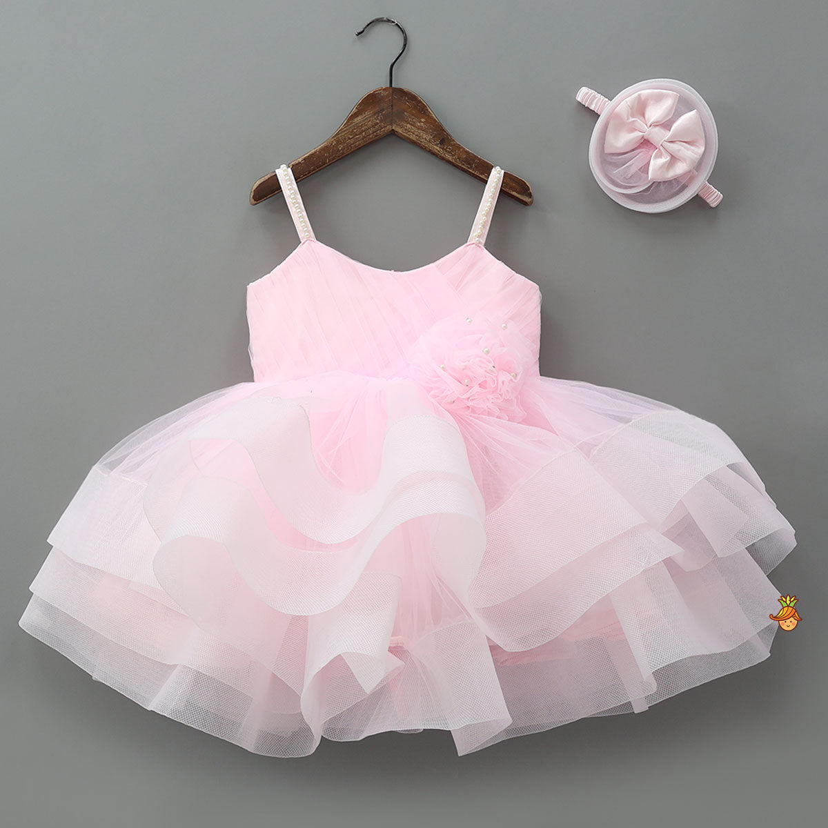 Net Dress And Matching Swirled Bow Headband