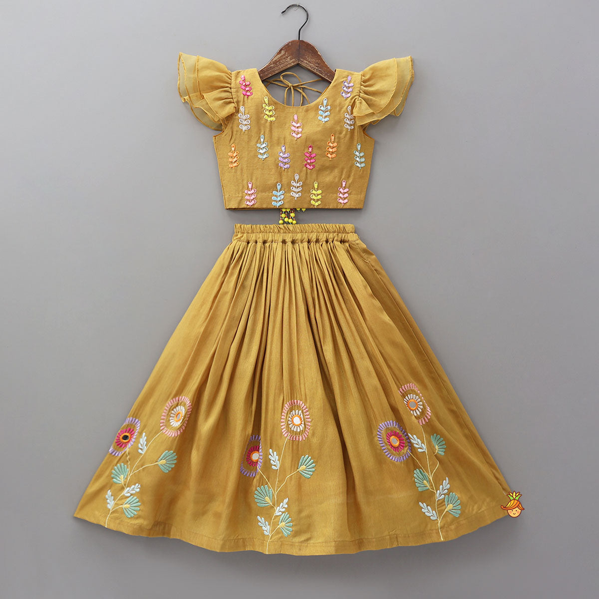Pre Order: Colourful Sequins Embroidered Top And Lehenga