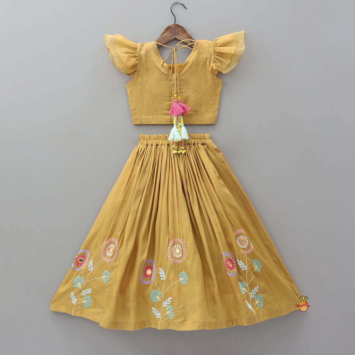 Pre Order: Colourful Sequins Embroidered Top And Lehenga