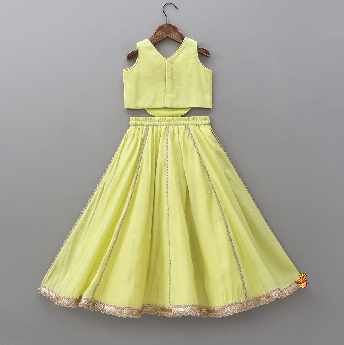 Pre Order: Radiant Green Cutdana Embroidered Top And Ghagra With Dupatta