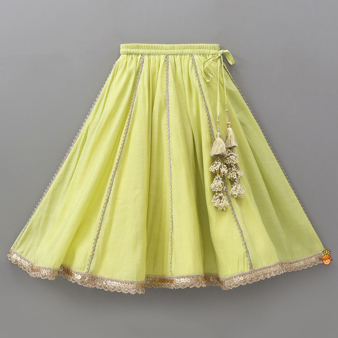 Pre Order: Radiant Green Cutdana Embroidered Top And Ghagra With Dupatta