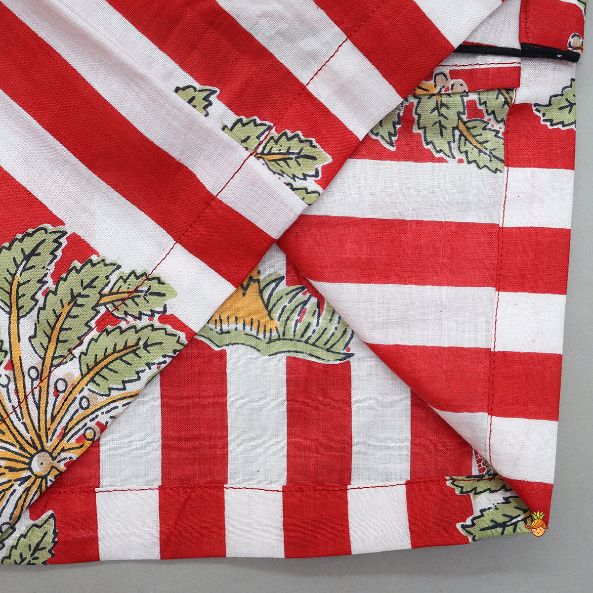 Pre Order: Tree Printed Striped Sleepwear Set With Matching Tote Bag
