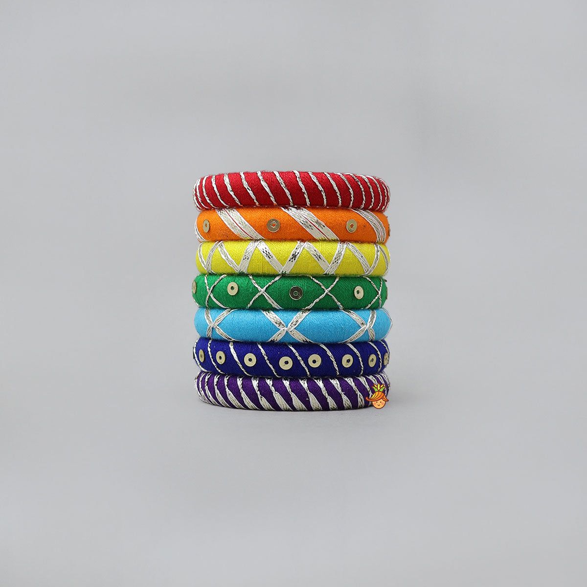 Handmade Colourful Thread Bangles With Sequin Detailing