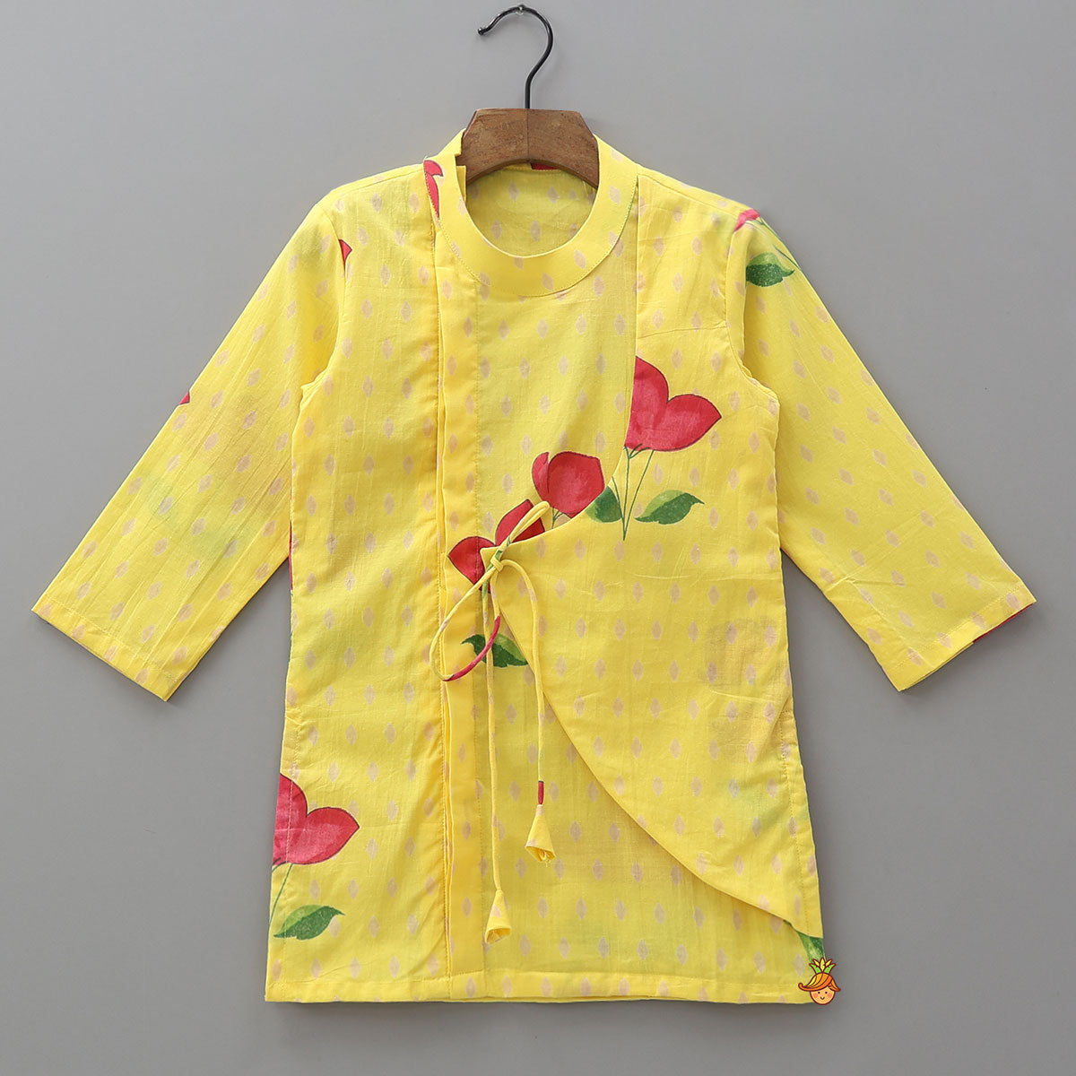Pre Order: Asymmetric Wrap Style Kurta With Pyjama