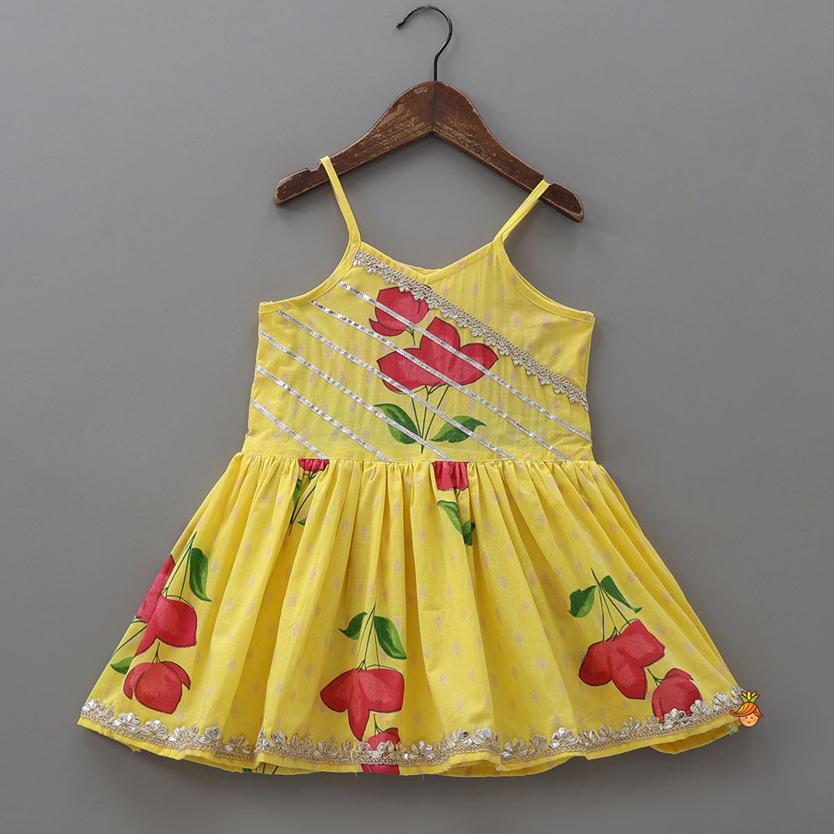 Pre Order: Vibrant Floral Strappy Peplum Top With Sharara And Dupatta