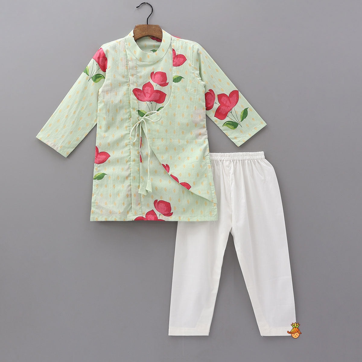 Pre Order: Asymmetric Wrap Style Kurta With Pyjama