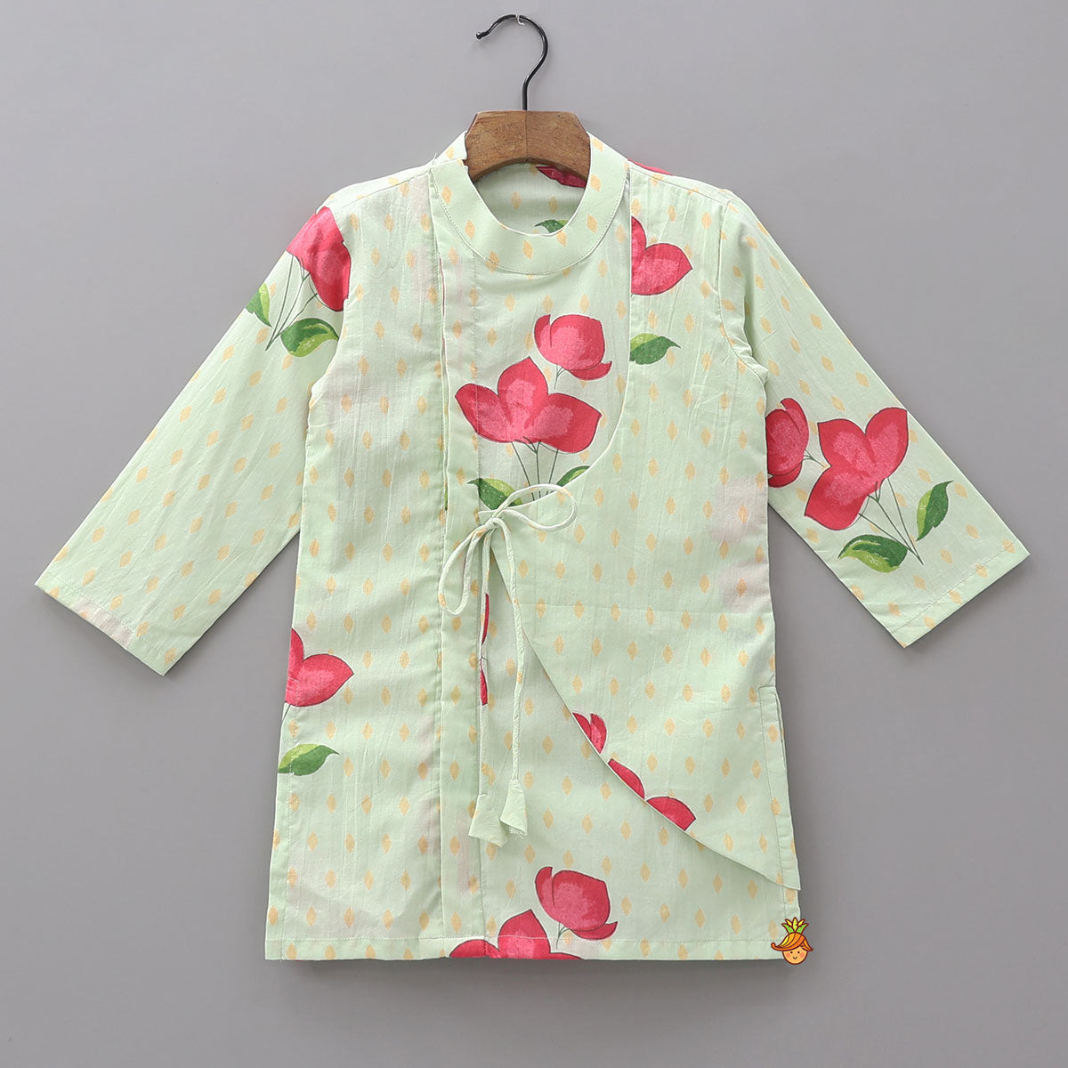 Pre Order: Asymmetric Wrap Style Kurta With Pyjama