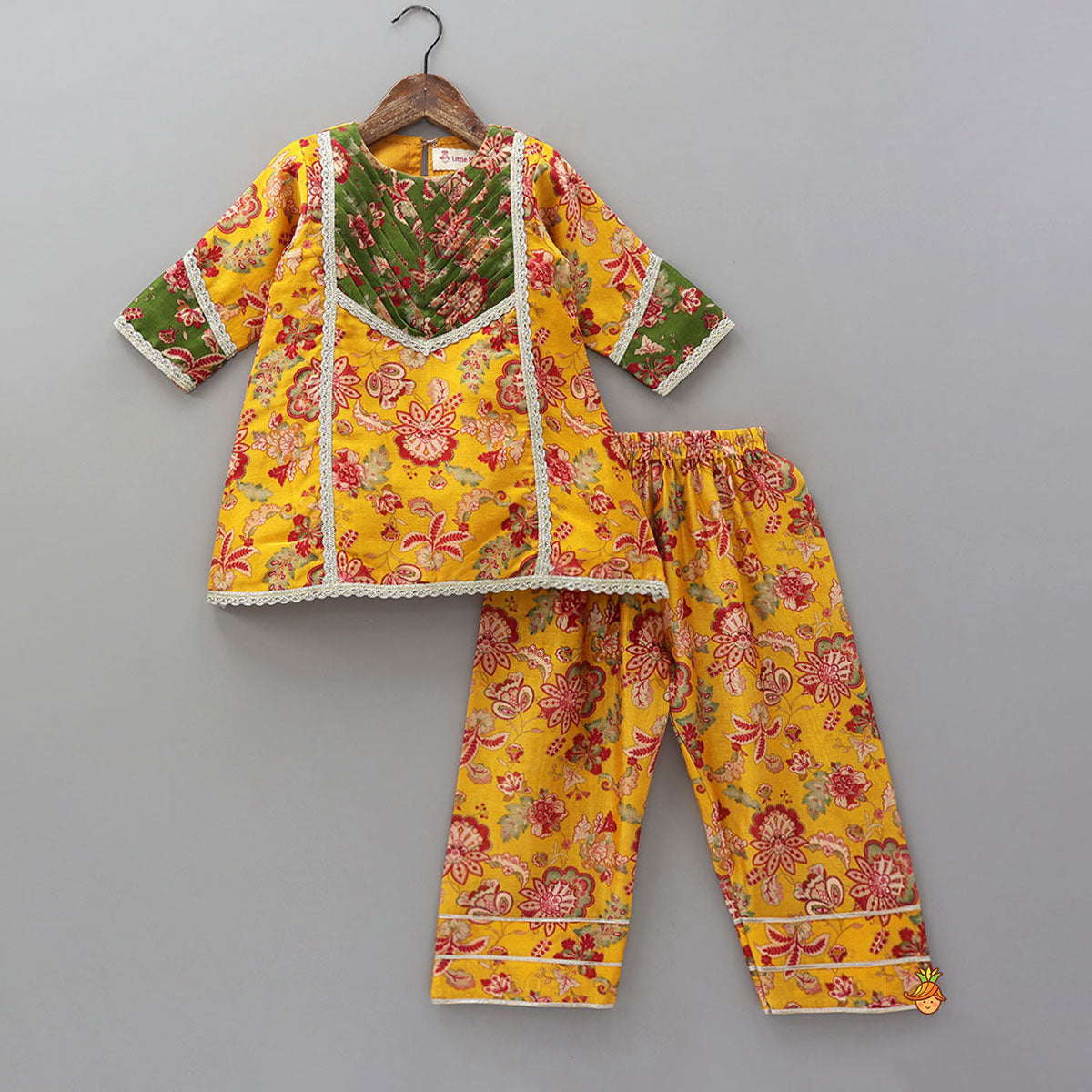 Pre Order: Floral Printed A-Line Kurti And Palazzo
