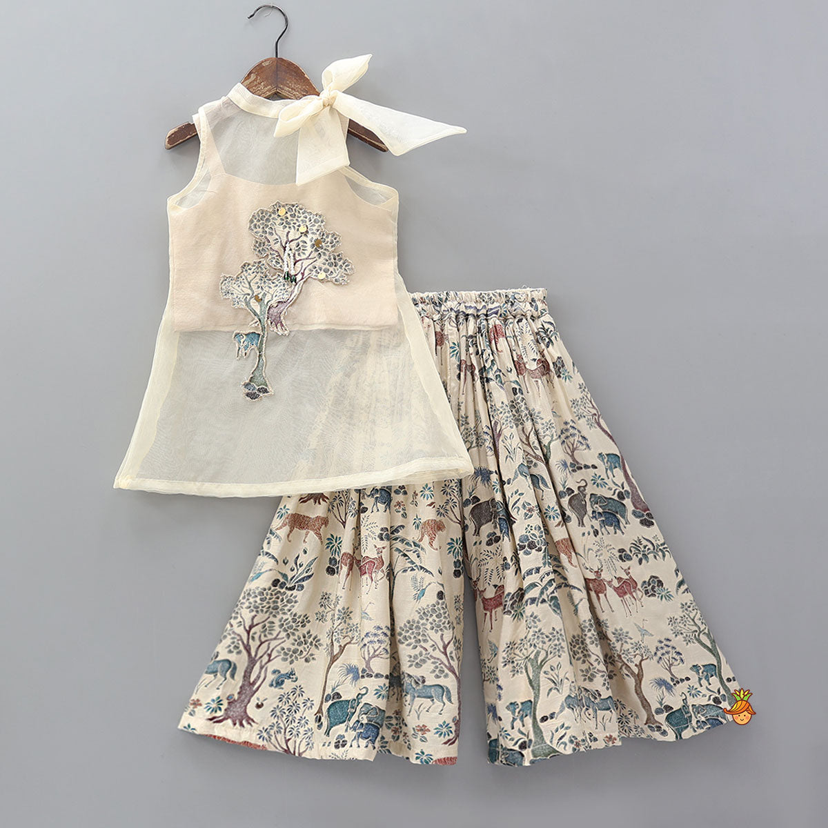Pre Order: Tree Patchwork Cape With Forest Inspired Palazzo And Top
