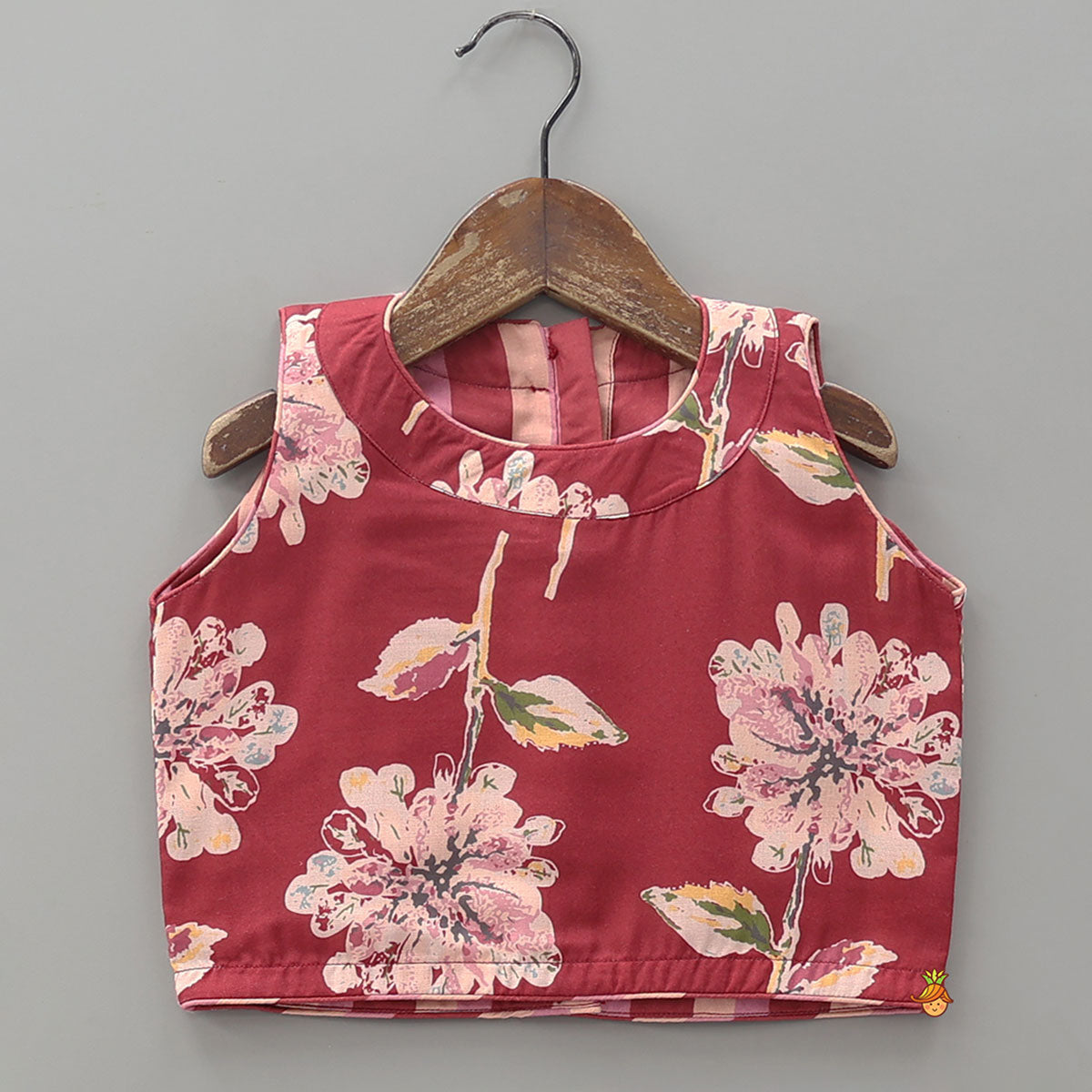 Pre Order: Floral Printed Crop Top And Lehenga With Dupatta