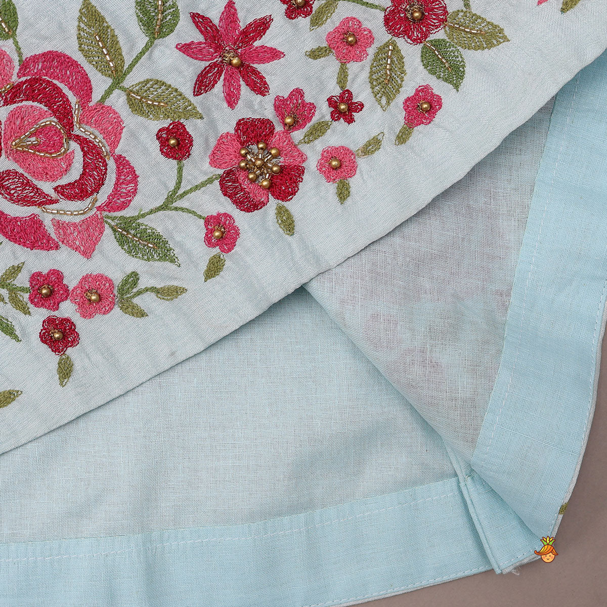 Pre Order: Floral Leaves Embroidered Kurti With Sharara and Dupatta